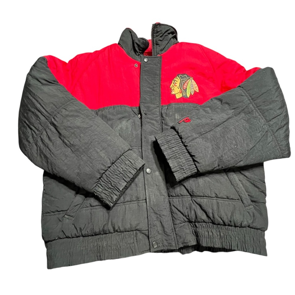 Vintage 90s Pro Player‎ Chicago Blackhawks Puffer Jacket L NHL